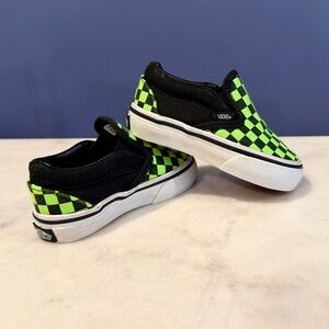Vans Green and Black Checkered Slip-Ons - Toddler Size 4.5